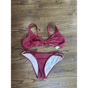Abercrombie & Fitch Laser Cut Red Bikini Top with Adjustable Straps Size Large thumbnail 5