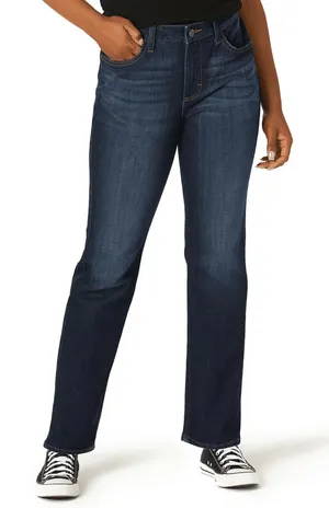Lee Regular Fit Straight Leg Mid Rise Jeans Size 14 thumbnail 1
