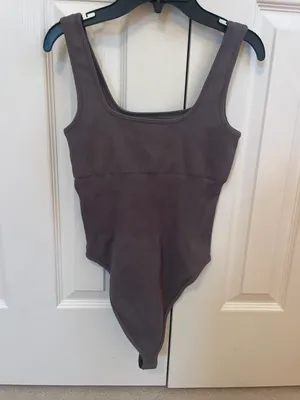 Gray Ribbed Tank Bodysuit Size M thumbnail 2