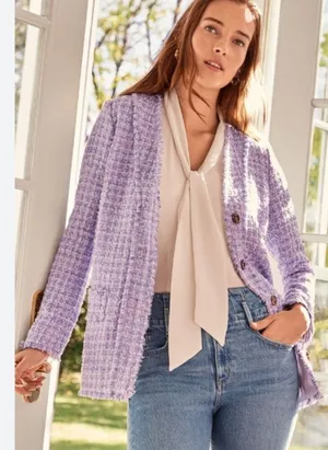Fringe Tweed Cardigan Jacket Size 8 EUC thumbnail 1