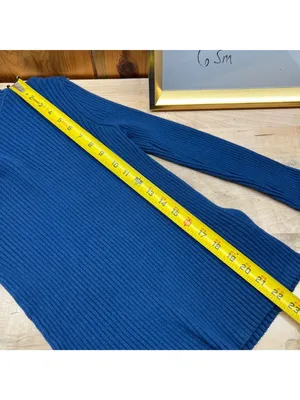 Banana Republic Blue Ribbed Fitted Turtleneck Sweater Size Medium 90s Minimalist thumbnail 10