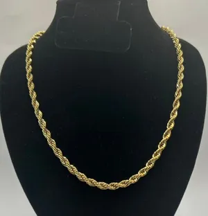 Real Gold Rope Chain Necklace 5mm 22 Inch Plated Mens Solid Durable Never Fade thumbnail 1