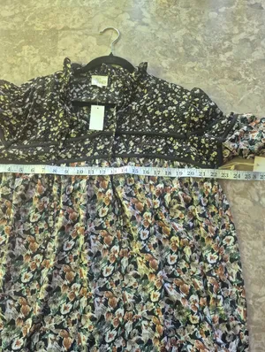 Ava James Floral Mixed-Print Boho summer long sleeve bohemian Blouse size XL NWT thumbnail 7