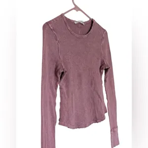 Altar’d State Waffle Knit Thermal Long Sleeve Top Mauve Women’s Large‎ thumbnail 3
