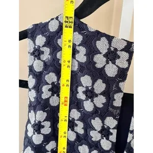 Tommy Hilfiger Floral Lace Trapeze Dress Sleeveless Shift Navy Blue White Size 6 thumbnail 6