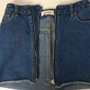 PACSUN Front Zip Mini Jean Skirt, Raw Hem thumbnail 3