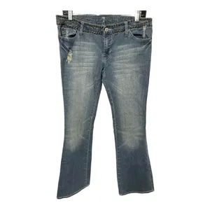 7 For All Mankind Flare Sz 28 Blue Studded Waist Distressed dark Havana jeans thumbnail 2