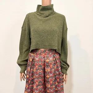 Free People medium mock neck waffle thermal crop top TLS1 3579 thumbnail 8