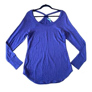 Athleta purple scoop neck cross back blouse small thumbnail 1