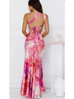 Women's Hello Molly One Shoulder Floral Dress Size 4 Pink Purple thumbnail 3