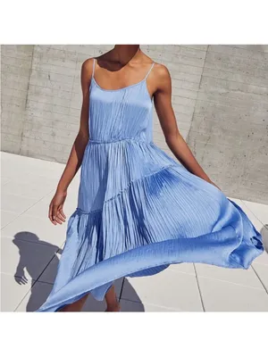 Vince Tiered Asymmetric Midi Dress Pale Fountain Medium thumbnail 12