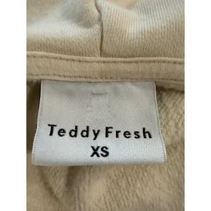 Teddy Fresh Cream‎ Full Zip Hoodie 100% Cotton Fleece Bear Zipper Pull Off White thumbnail 6