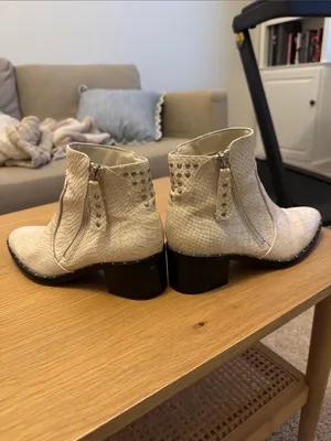 Fergalicious Textured Cream Ankle Boots with Side Zip thumbnail 6