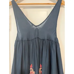 Free People Intimately Navy Blue Floral Embroidered Lace Up Mini Dress Small thumbnail 13
