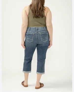 Silver Jeans Co Elyse Mid Rise Whiskered Capri Denim Pants Size 16. thumbnail 2