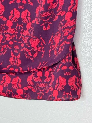 Cabi Sleeveless Blouse Medium Purple Pink Print V-Neck Layered Hem Top thumbnail 9