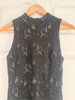 Alice + Olivia Gisela High Neck Long Lace Sleeveless Black Maxi Dress 2‎ thumbnail 9