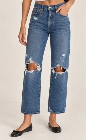 Levis Ribcage Straight Ankle Jeans Womens 29 Blue Distressed High Rise Capsule thumbnail 1