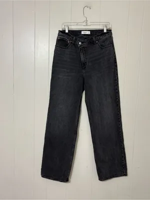 Abercrombie & Fitch 90s Relaxed Criss Cross Jeans Black Size 29 8 High Rise thumbnail 3
