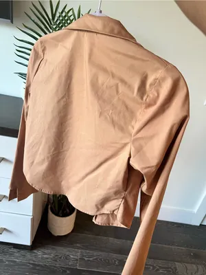 Lightweight Vegan Leather Crop Jacket thumbnail 3