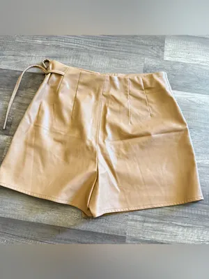 Zara camel faux leather skort thumbnail 5
