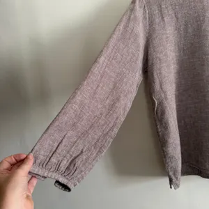 Loytaa | Brown Cotton Hemp Boxy fit Long Sleeve Top | Large | Lagenlook thumbnail 3
