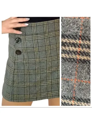 Gap Mini Skirt 2 Schoolgirl Fall Plaid Black Gray Tan Wool Clueless Y2K Buttons thumbnail 2