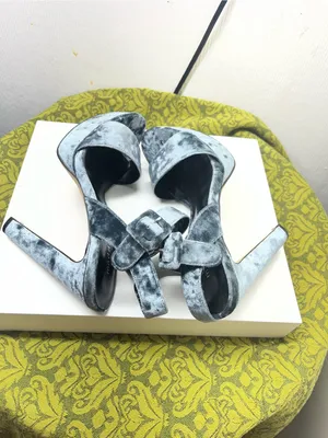 Madden Girl Gray Velvet Platform Ankle Strap Heels thumbnail 8