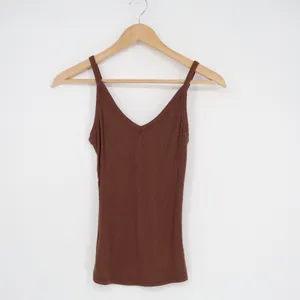 Brown Ribbed V-Neck Camisole Tank Top Style 970 Slim Fit Small thumbnail 2