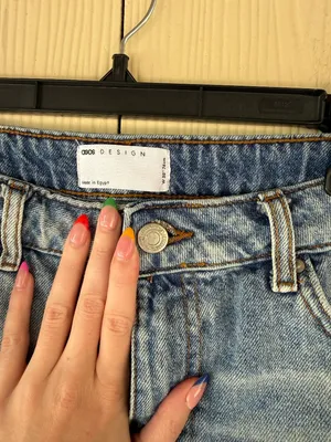 ASOS Design Denim Cutoff Shorts | Mid Blue Wash thumbnail 2