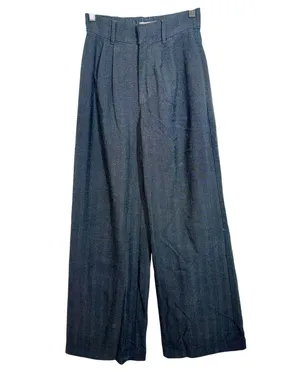 Abercrombie & Fitch Gray Black Pleated Wide Leg Dress Pants Trousers Womens 2XS thumbnail 1