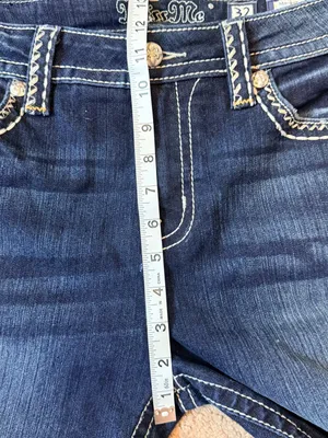 Miss Me Dark Wash Bootcut Jeans • White Stitching • Rhinestone Back Pockets • 32 thumbnail 9