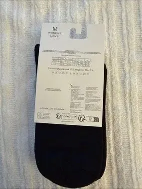 ALO Yoga Black Crew Socks with White Logo & Stripes - Size M thumbnail 3