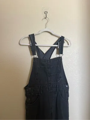 Free People Ziggy washed black denim Jean Overalls size xs oversized thumbnail 4