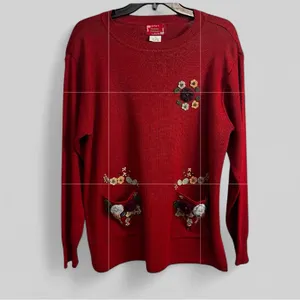 Vintage Y2k Grannycore red wool knit sweater Autumn Creations Large thumbnail 2