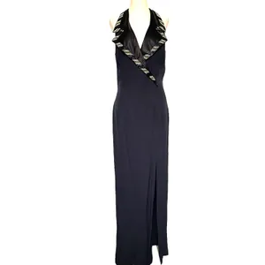 Vtg Blondie & Me Beaded Tuxedo Y2K McBling Cocktail Dress Sz 9/10 Strappy Goth thumbnail 3