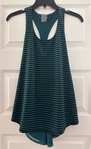 CALIA by Carrie Underwood Teal and Black Striped Racerback Tank thumbnail 1