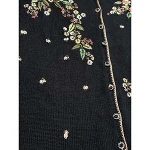 Tiara International‎ Cardigan Sweater Sz L Embroidered Button Floral Sequin 2002 thumbnail 7