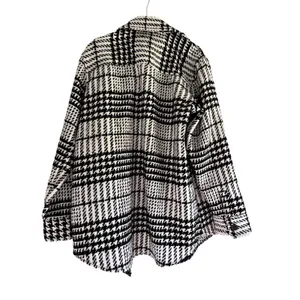 Express Womens Black White Houndstooth‎ Plaid Shacket Shirt Jacket Size M thumbnail 2