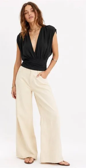 Free People Womens Going Out Black Mesh Sleeve Crop Top Black XS thumbnail 1