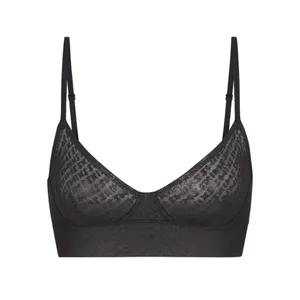 SKIMS LOGO MESH BLACK TRIANGLE BRALETTE - Black | Size XS thumbnail 1