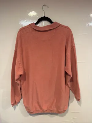 Pink ribbed aerie quarter‎ zip sweater thumbnail 3