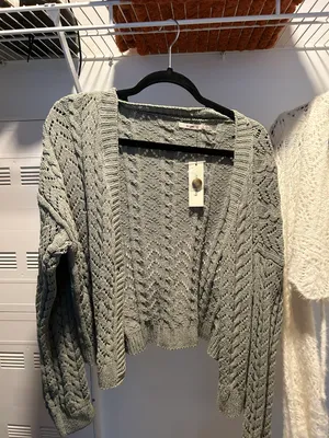 Francesca's Green Knit Cardigan NWT thumbnail 1