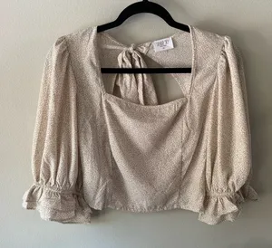 Sienna Sky Smocked Waist Cropped Top Bow Size Medium thumbnail 3