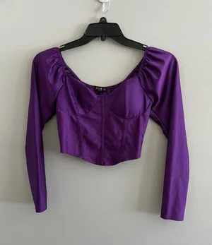 Purple long sleeve corset top thumbnail 1