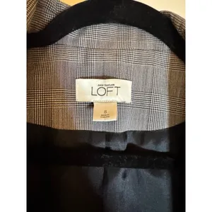 LOFT Glen Plaid One-Button Blazer‎ Gray Workwear Jacket Size 8 thumbnail 3