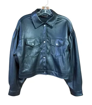 Tahari faux leather Snap-front jacket Sz M NWT thumbnail 1
