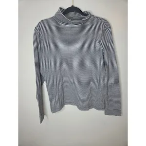 L.L. Bean Women’s Size L Black & Gray Striped Turtleneck Long Sleeve Shirt thumbnail 2