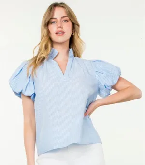 NWT THML Seersucker Blouse thumbnail 1