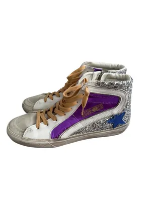 GOLDEN GOOSE Women’s Slide Purple Silver Hi Top Sneakers Size 39 / US 9 thumbnail 3